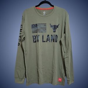 Under Armour Project Rock T-Shirt Long Sleeve Crew Neck Men Large Green NWT